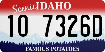 ID license plate 1O7326D