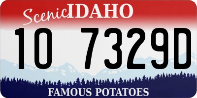 ID license plate 1O7329D