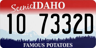 ID license plate 1O7332D
