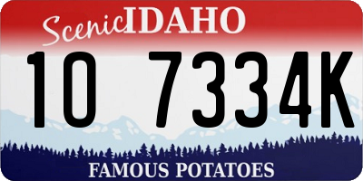ID license plate 1O7334K