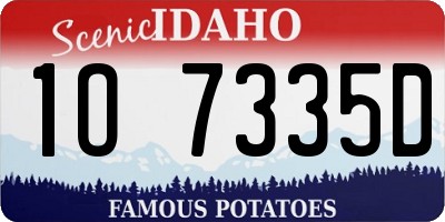 ID license plate 1O7335D