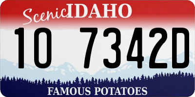 ID license plate 1O7342D