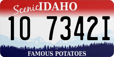 ID license plate 1O7342I