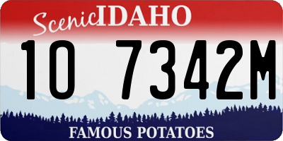 ID license plate 1O7342M