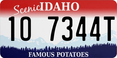 ID license plate 1O7344T