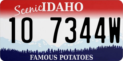 ID license plate 1O7344W