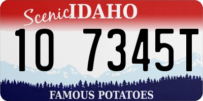 ID license plate 1O7345T