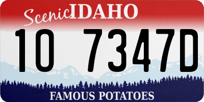 ID license plate 1O7347D