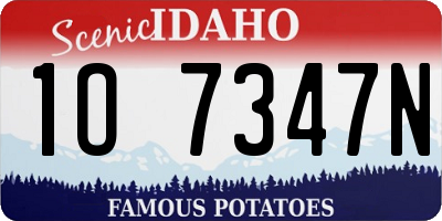 ID license plate 1O7347N