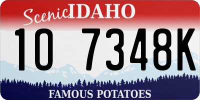 ID license plate 1O7348K