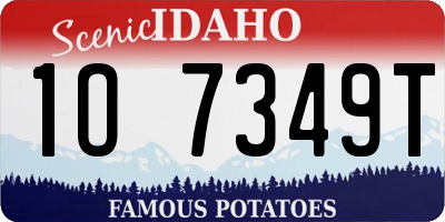 ID license plate 1O7349T