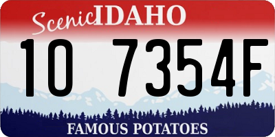 ID license plate 1O7354F
