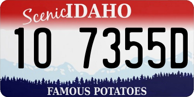 ID license plate 1O7355D