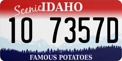 ID license plate 1O7357D