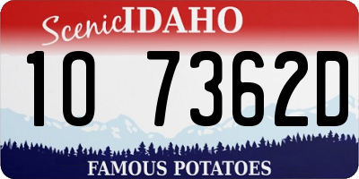 ID license plate 1O7362D