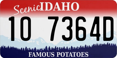 ID license plate 1O7364D