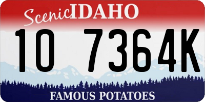 ID license plate 1O7364K