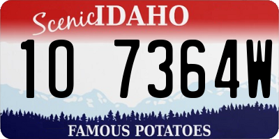 ID license plate 1O7364W