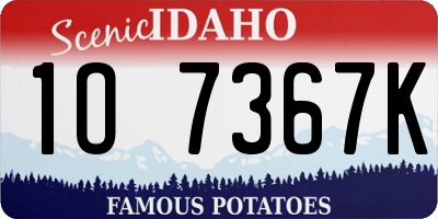 ID license plate 1O7367K