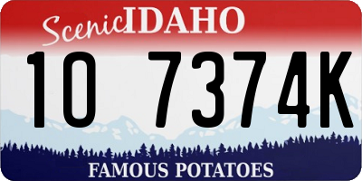 ID license plate 1O7374K