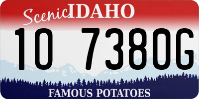 ID license plate 1O7380G