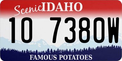 ID license plate 1O7380W