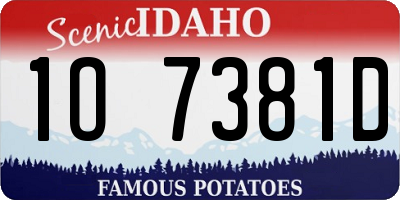 ID license plate 1O7381D