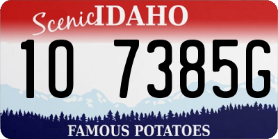 ID license plate 1O7385G