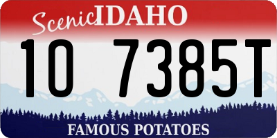 ID license plate 1O7385T