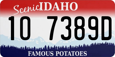 ID license plate 1O7389D