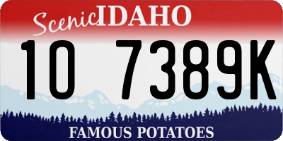 ID license plate 1O7389K