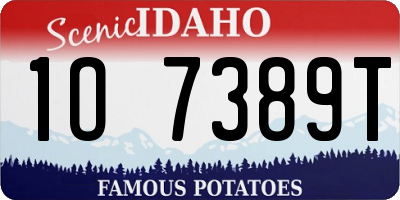 ID license plate 1O7389T