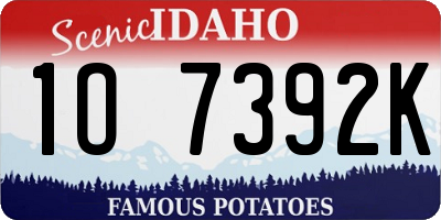ID license plate 1O7392K