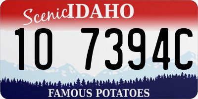 ID license plate 1O7394C