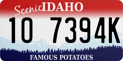 ID license plate 1O7394K