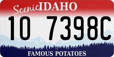 ID license plate 1O7398C