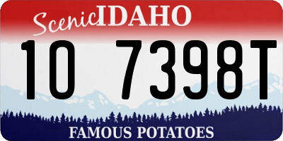 ID license plate 1O7398T
