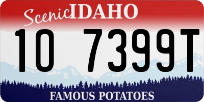 ID license plate 1O7399T