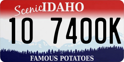 ID license plate 1O7400K