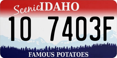 ID license plate 1O7403F
