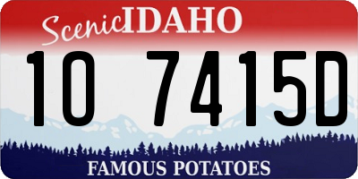ID license plate 1O7415D