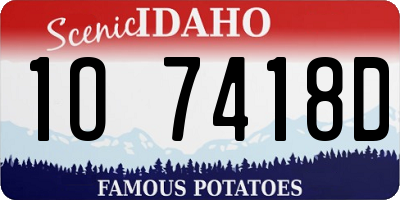 ID license plate 1O7418D