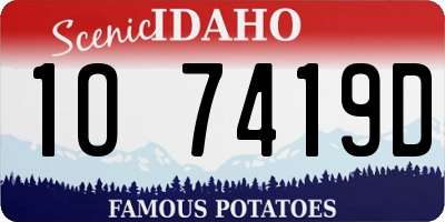 ID license plate 1O7419D