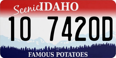 ID license plate 1O7420D