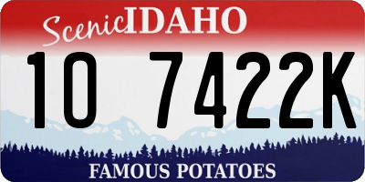 ID license plate 1O7422K
