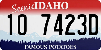 ID license plate 1O7423D