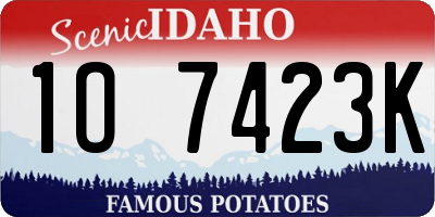 ID license plate 1O7423K