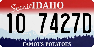 ID license plate 1O7427D