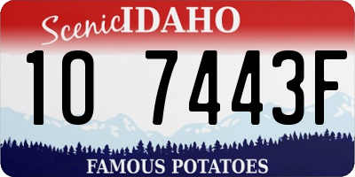 ID license plate 1O7443F