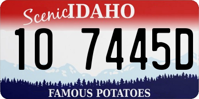 ID license plate 1O7445D